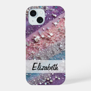Sparkly Pastel Purple, Blue, Pink & Silver Glitter iPhone 15 Case