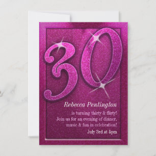 Sparkly Pink 30 and Flirty Birthday Invitations