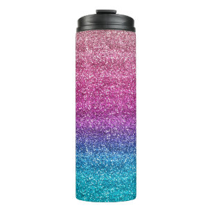 Sparkly Pink and Blue Gradient Glitter Thermal Tumbler