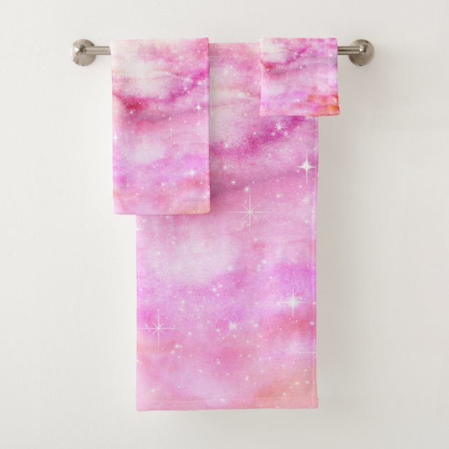 Sparkly Pink Background  Bath Towel Set (Insitu)