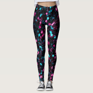 Sparkly pink blue mosaic glitter sparkles leggings