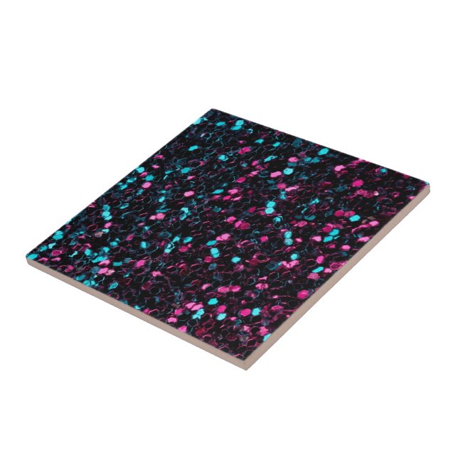 Sparkly pink blue mosaic glitter sparkles tile (Side)