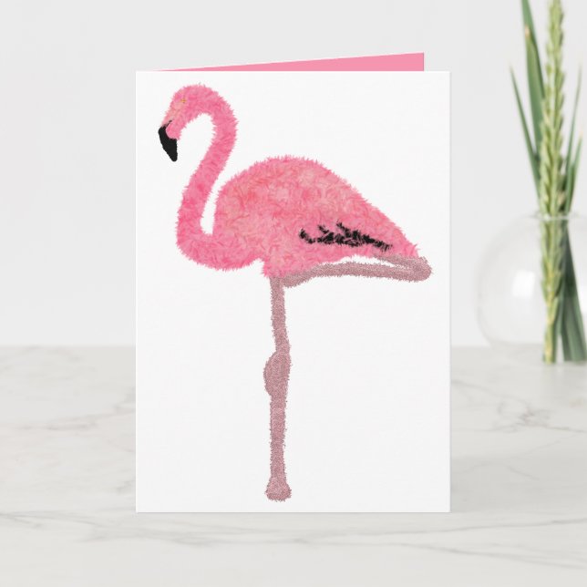Sparkly pink flamingo holiday card (Front)