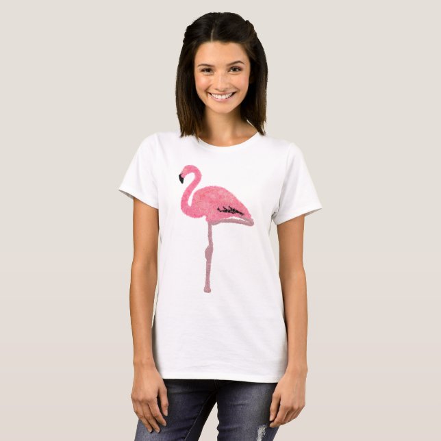 Sparkly pink flamingo T-Shirt (Front Full)