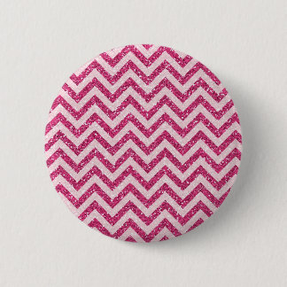 Sparkly Pink Glitter Chevron Stripe 2 Inch Round Button