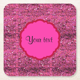 Sparkly Pink Glitter Square Paper Coaster