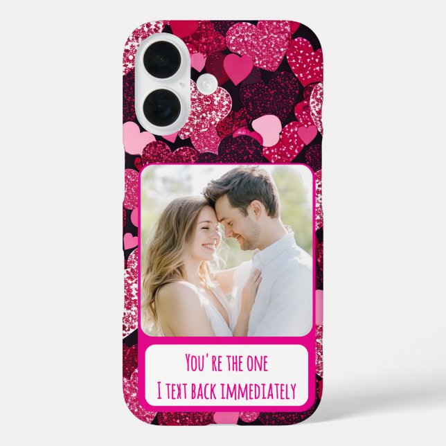 Sparkly Pink Hearts I Text Back Immediately Case-Mate iPhone Case (Back)
