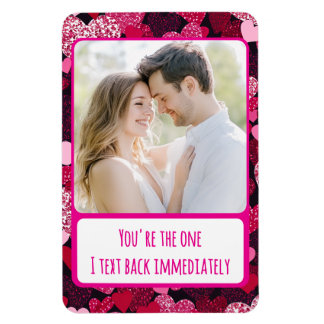 Sparkly Pink Hearts Txt Back Immediately Flexible Magnet