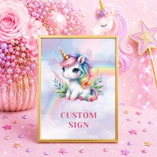 Sparkly Pink Purple Unicorn Magical Day Custom Sig Poster