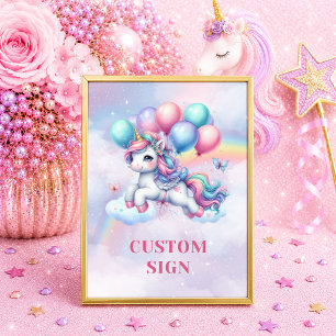 Sparkly Pink Purple Unicorn Magical Day Custom Sig Poster