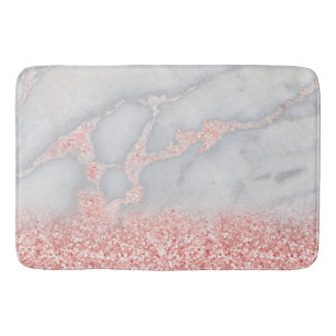 Sparkly Pink Rose Gold Bohemian Marble Bath Mat