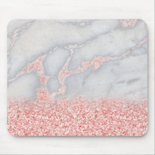 Sparkly Pink Rose Gold Bohemian Marble Mouse Pad