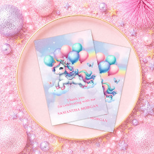 Sparkly Pink Unicorn Magical Day Thank You Card