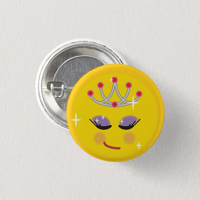 Sparkly Princess Emoticon 1 Inch Round Button (Front & Back)