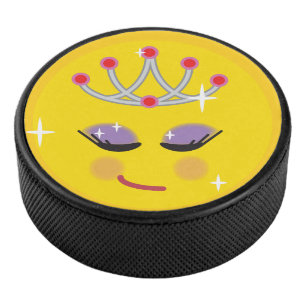 Sparkly Princess Emoticon Hockey Puck