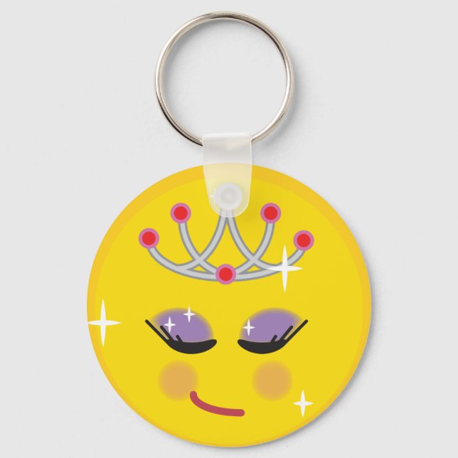 Sparkly Princess Emoticon Keychain (Front)