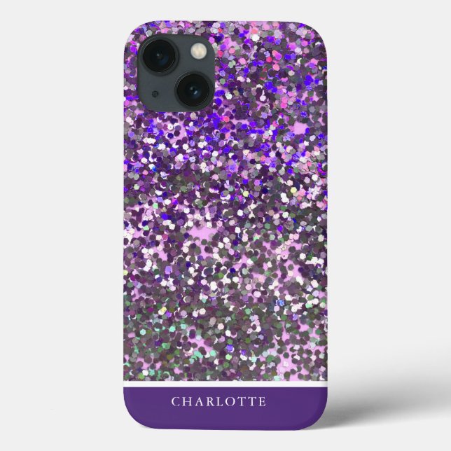 Sparkly Purple and Pink Glitter Personalized  Case-Mate iPhone Case (Back)