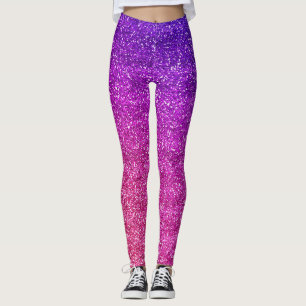 Sparkly Purple and Pink Gradient Glitter Leggings