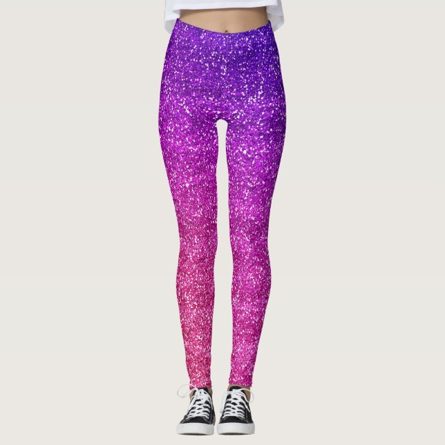Sparkly Purple and Pink Gradient Glitter Leggings (Front)