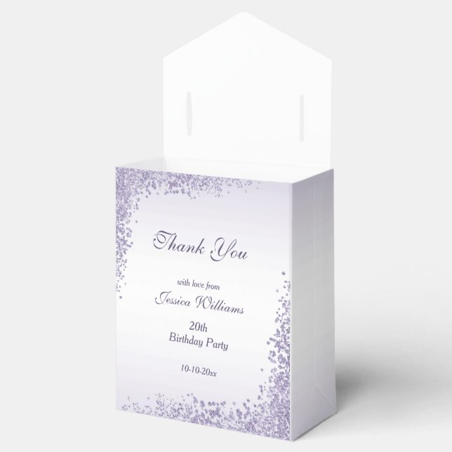 Sparkly Purple Glitter Decoration Birthday Favor Box (Opened)