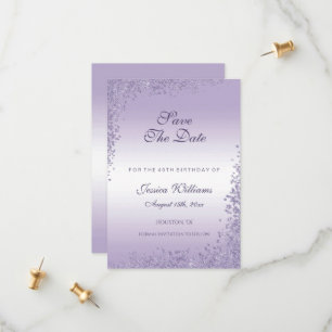 Sparkly Purple Glitter Decoration Birthday Save The Date