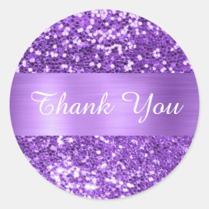 Sparkly Purple Glitter Shimmer Foil Classic Round Sticker
