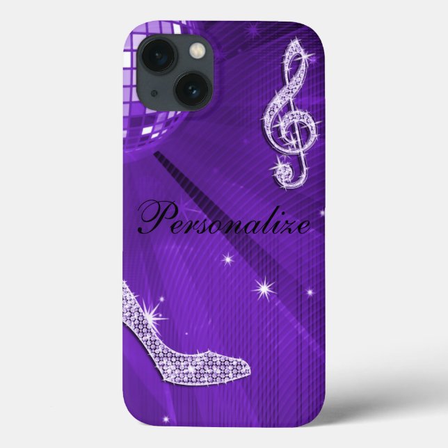 Sparkly Purple/ Lilac Music Note & Stiletto Heel Case-Mate iPhone Case (Back)