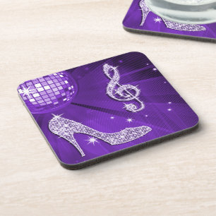 Sparkly Purple/ Lilac Music Note & Stiletto Heel Coaster
