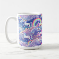 Sparkly rainbow and unicorns on clouds