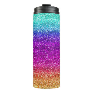 Sparkly Rainbow Gradient Glitter Thermal Tumbler