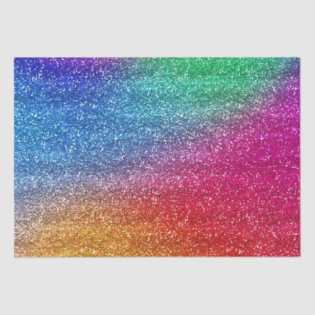 Sparkly Rainbow Gradient Glitter Tissue Paper (Front)