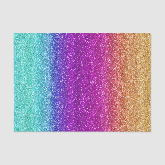 Sparkly Rainbow Gradient Glitter Tissue Paper (Front)