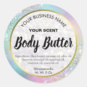 Sparkly Rainbow Pastel Coloured Body Butter Labels