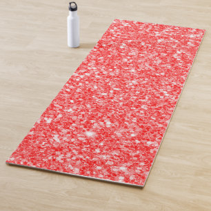 Sparkly Red And White Glitter Pattern Yoga Mat