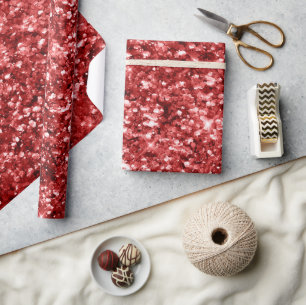 Sparkly Red Holiday Christmas Glitter Wrapping Paper