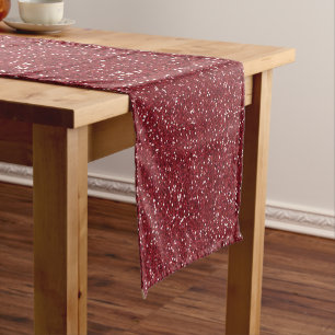 Sparkly Red & Silver Glitter Short Table Runner