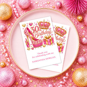 Sparkly Rose Gold 30th Birthday Pink Gold Thank Yo You Card