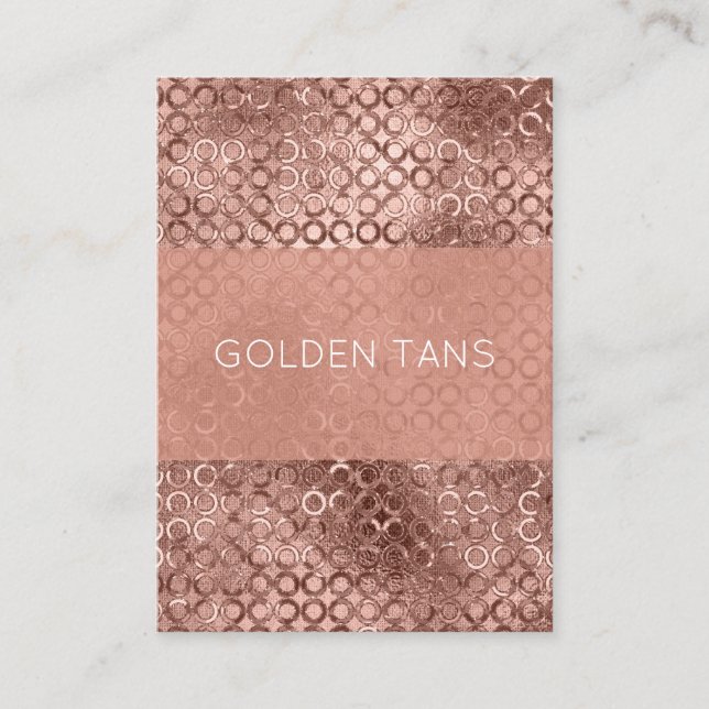 Sparkly Rose Gold Circles Pink Luxury Sparkle Business Card (Front)