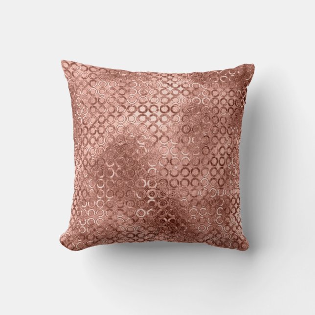 Sparkly Rose Gold Circles Pink Luxury Sparkle Throw Pillow (Front)