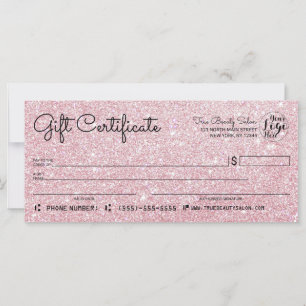 Sparkly Rose Gold Glitter Check Gift Certificate