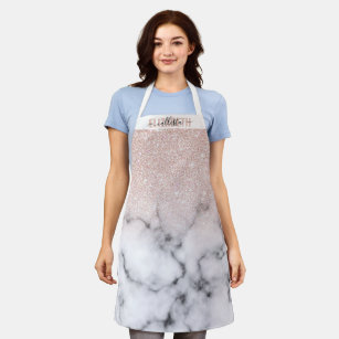 Sparkly Rose Gold Glitter Marble Ombre Apron