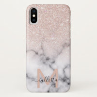 Sparkly Rose Gold Glitter Marble Ombre