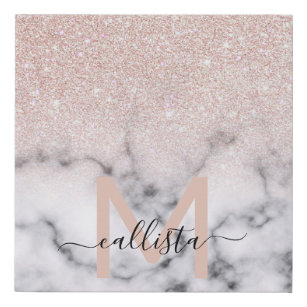 Sparkly Rose Gold Glitter Marble Ombre Faux Canvas Print