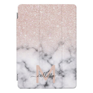 Sparkly Rose Gold Glitter Marble Ombre iPad Pro Cover