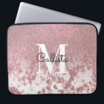 Sparkly Rose Gold Glitter Marble Ombre Monogram Laptop Sleeve<br><div class="desc">This chic, unique, and glamourous design is perfect for the trendy and stylish woman. It depicts a faux printed sparkly rose gold glitter and white marble ombre gradient. It's modern, girly, pretty, and cool. Just customize with your own personalized monogram family name and/or initial. ***IMPORTANT DESIGN NOTE: For any custom...</div>