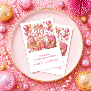 Sparkly Rose Gold Pink Gold 30th Birthday Thank Yo You Card