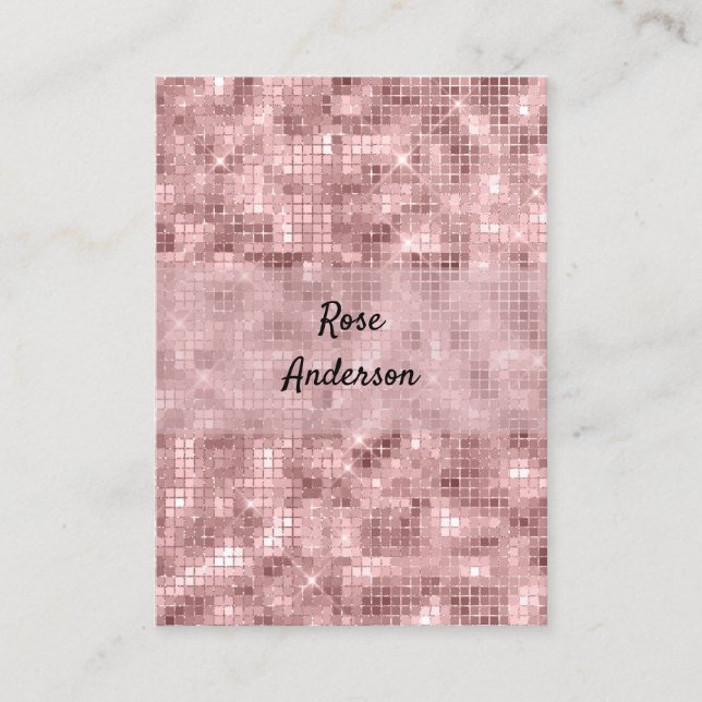 Sparkly Rose Gold Pink Luxury Sparkle Girly Business Card (Front)