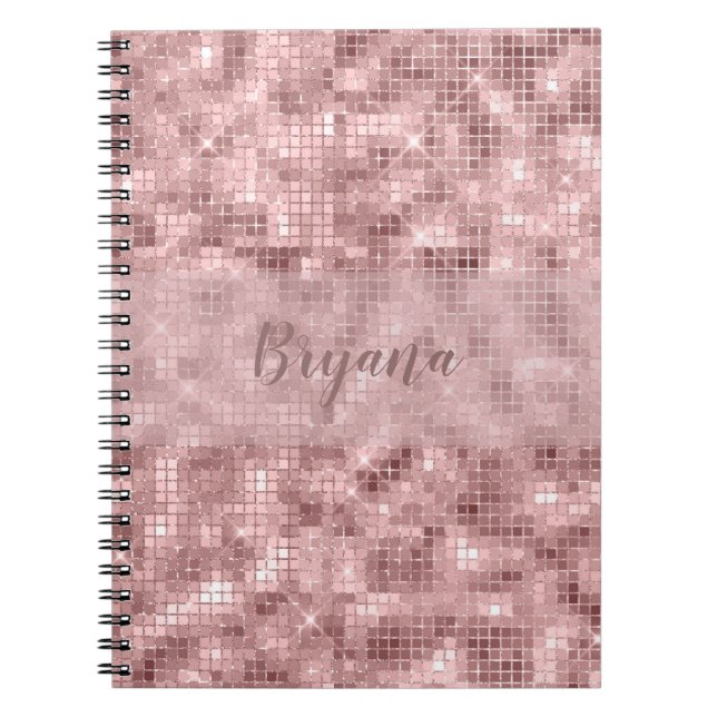 Sparkly Rose Gold Pink Luxury Sparkle Girly Notebook (Front)