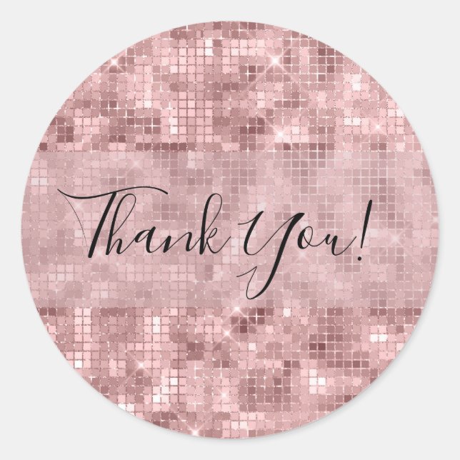 Sparkly Rose Gold Pink Luxury Sparkle Girly Party Classic Round Sticker (Front)
