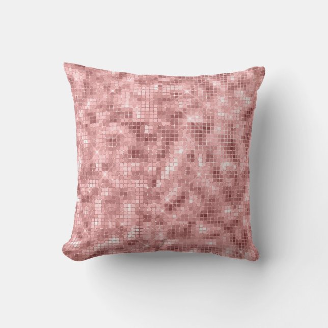 Sparkly Rose Gold Pink Luxury Sparkle Girly Throw Pillow (Front)